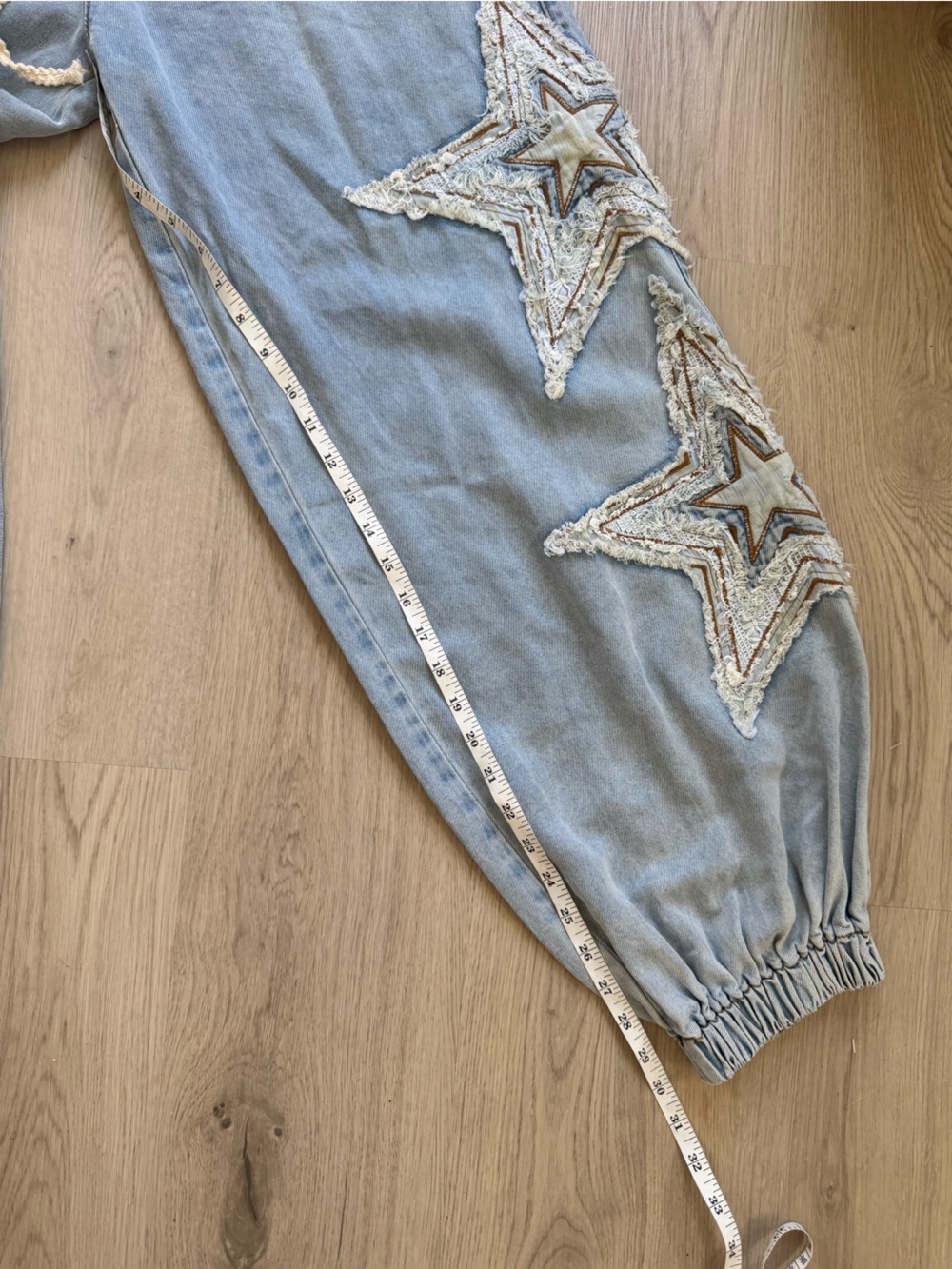 POL Wishing Star Light Wash Denim Joggers with Star Appliqués Soft Cotton Size M - Picture 7 of 8